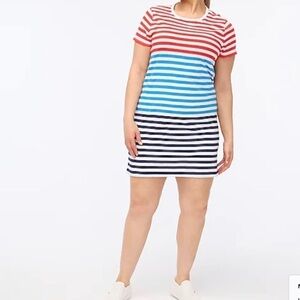 J. Crew Factory Short Sleeve Mixed Stripe T-shirt Dress NWT